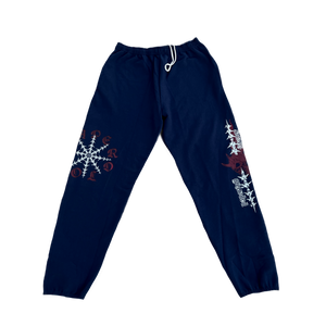 punctured flame sweatpants (navy)