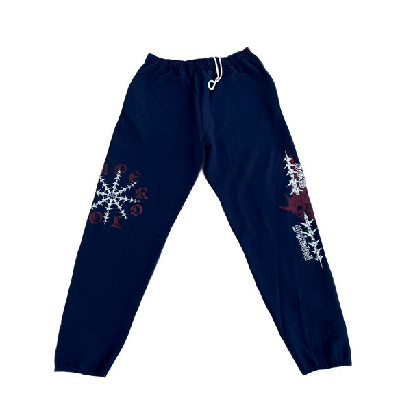 punctured flame sweatpants (navy)
